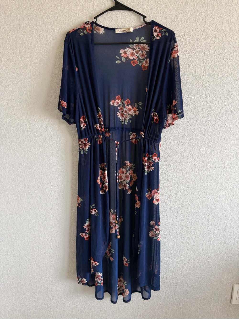 Liberty Navy Floral Kimono Dress Cover